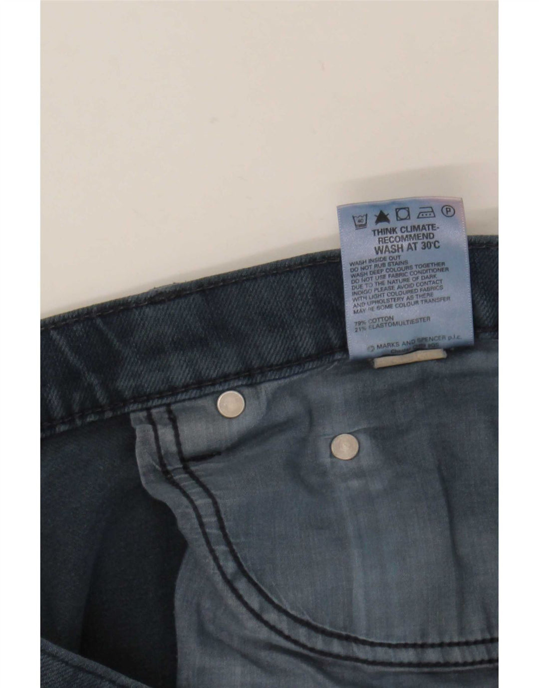 Marks & Spencer Męskie niebieskie dżinsy Harbor Straight W34 L31 Granatowe, bawełniane