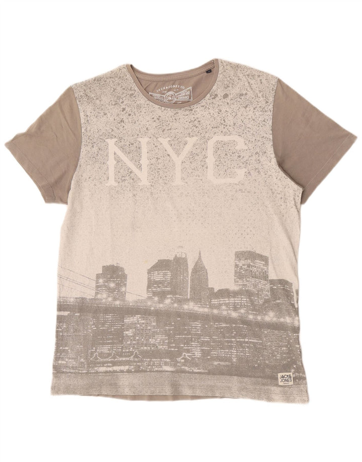 Męski T-shirt z grafiką Jack & Jones, rozmiar XL, szary
