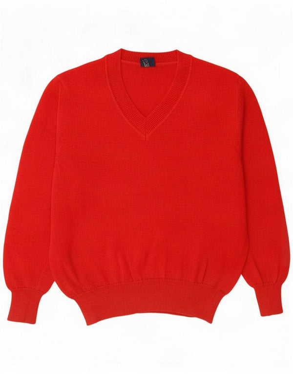 Ermenegildo Zegna Męski sweter z dekoltem w kształcie litery V IT 54 XL czerwona wełna