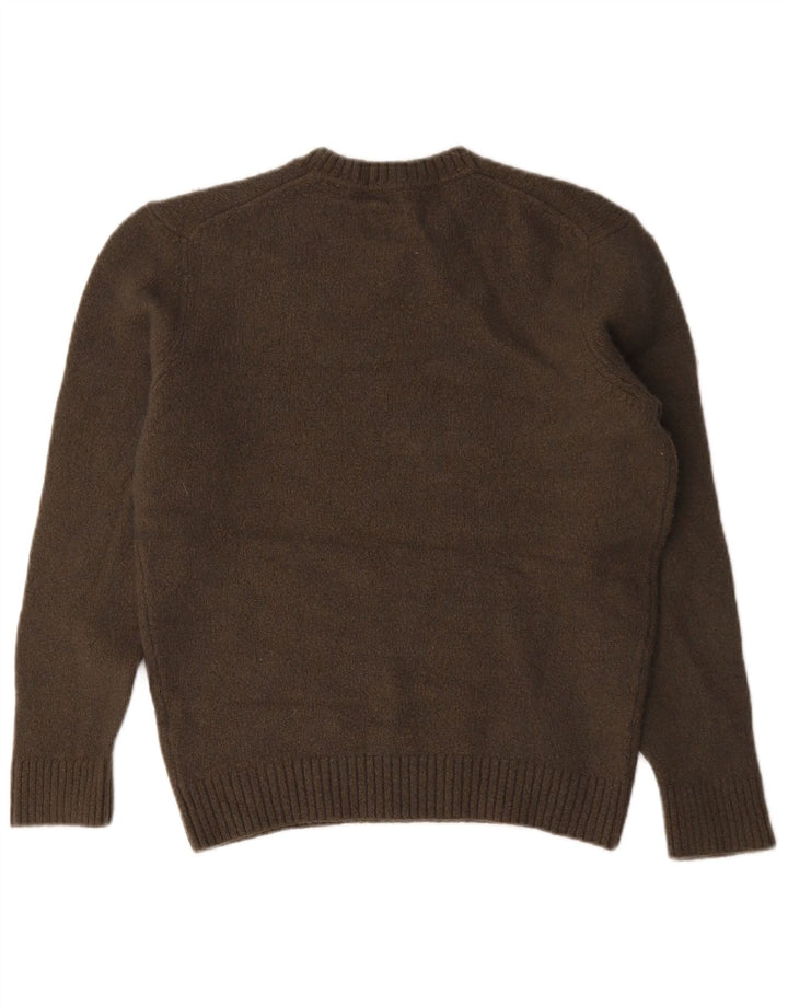 Sweter damski Massimo Dutti z okrągłym dekoltem UK 16, duży, brązowy, wełniany