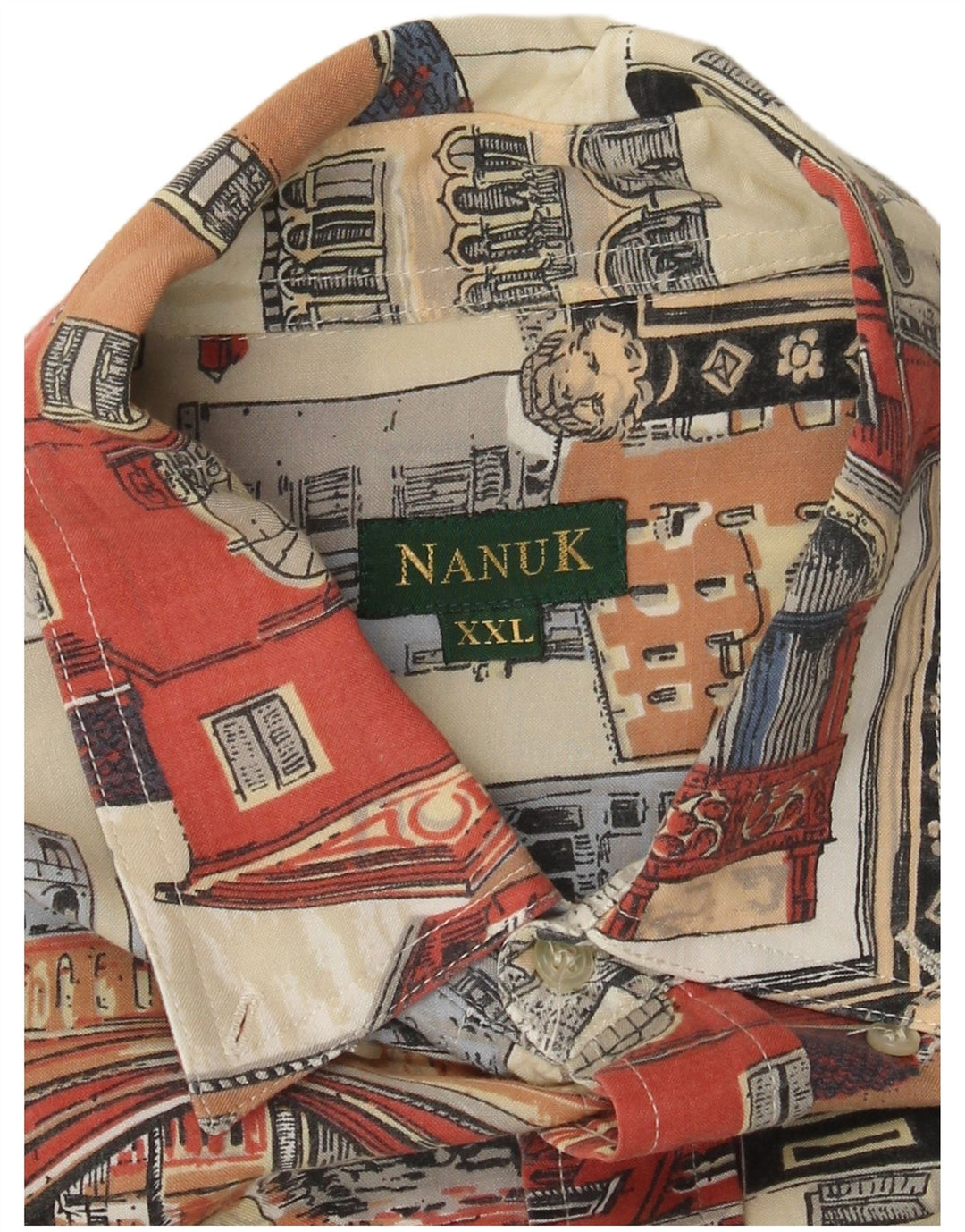 Męska koszula z krótkim rękawem w stylu vintage, 2XL, wielobarwna