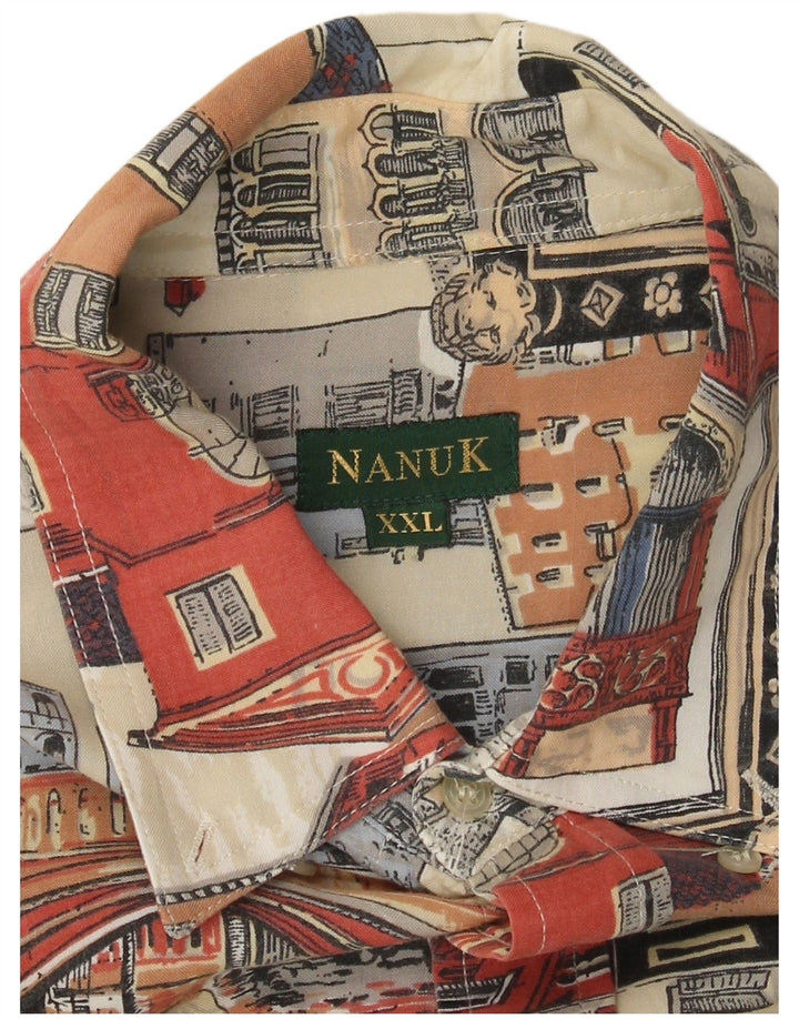 Męska koszula z krótkim rękawem w stylu vintage, 2XL, wielobarwna