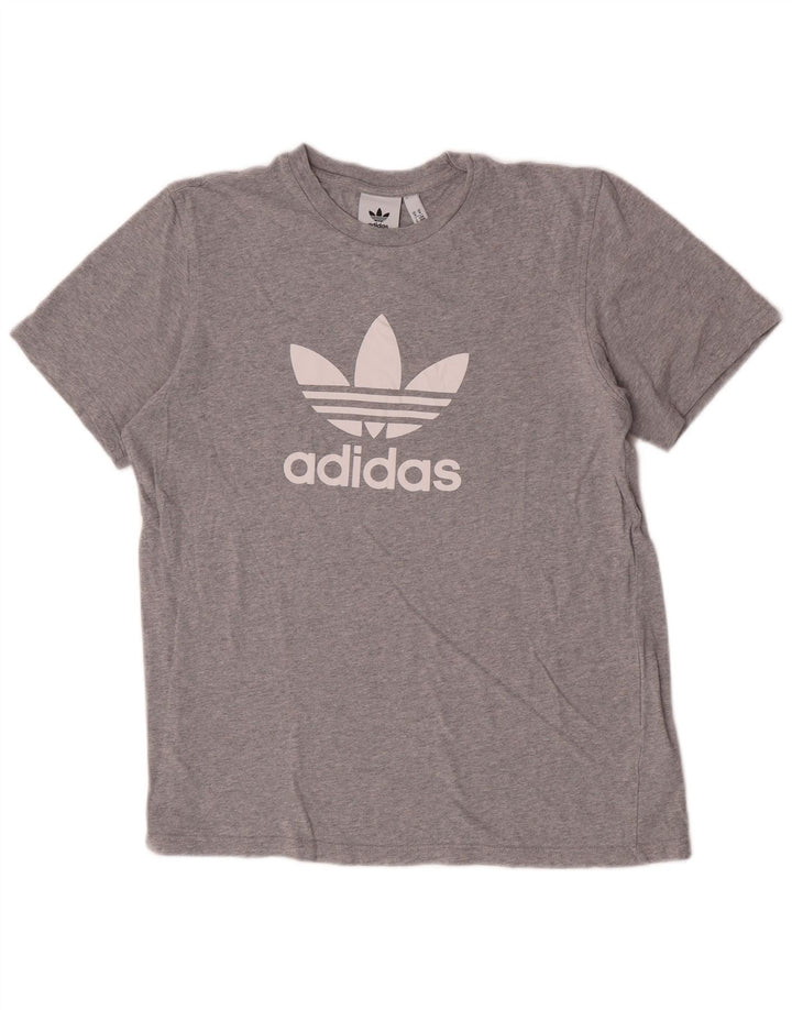 Męska koszulka z grafiką Adidas, średnia, szara bawełna