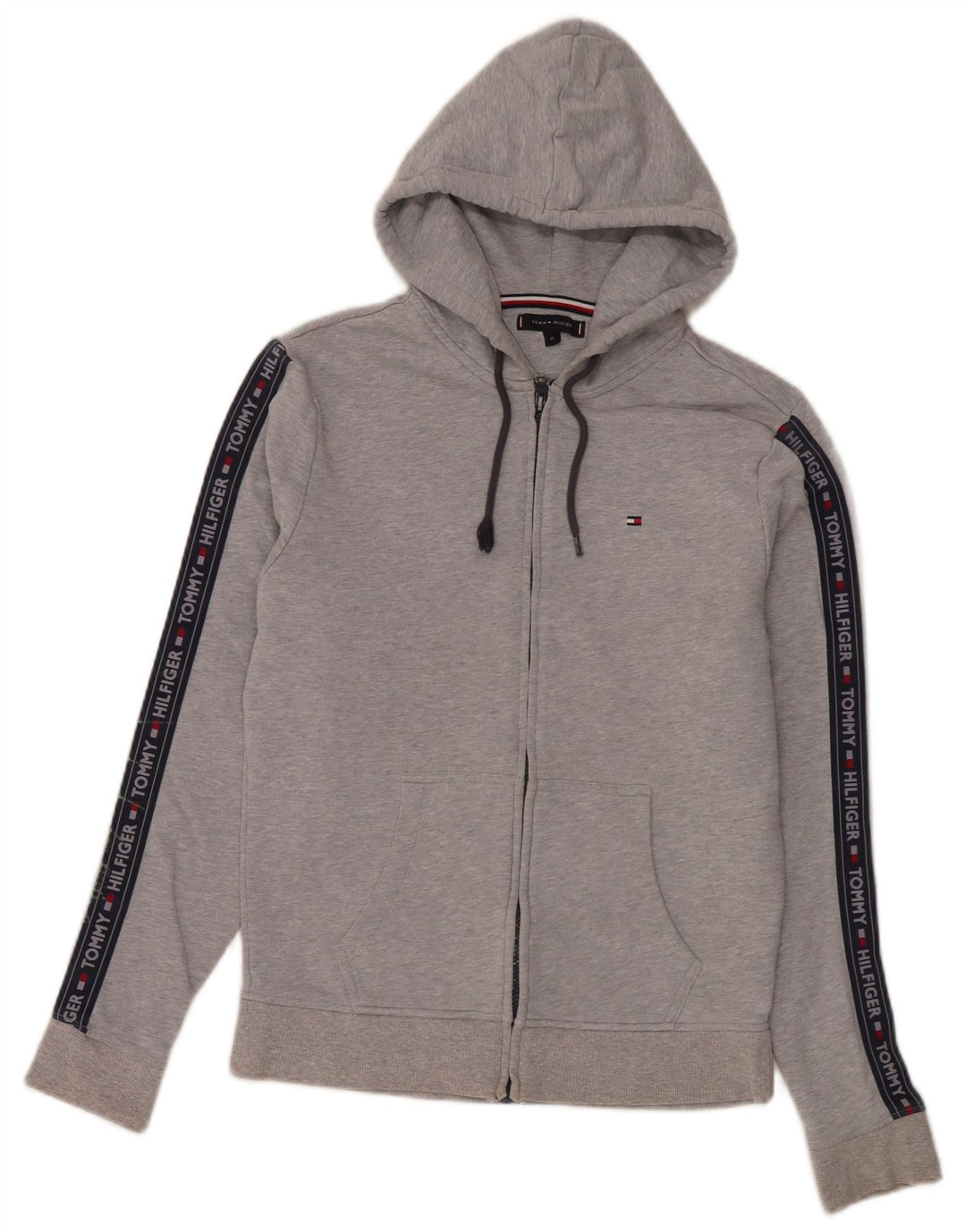 Męski sweter z kapturem i zamkiem błyskawicznym Tommy Hilfiger w kolorze średnioszarym