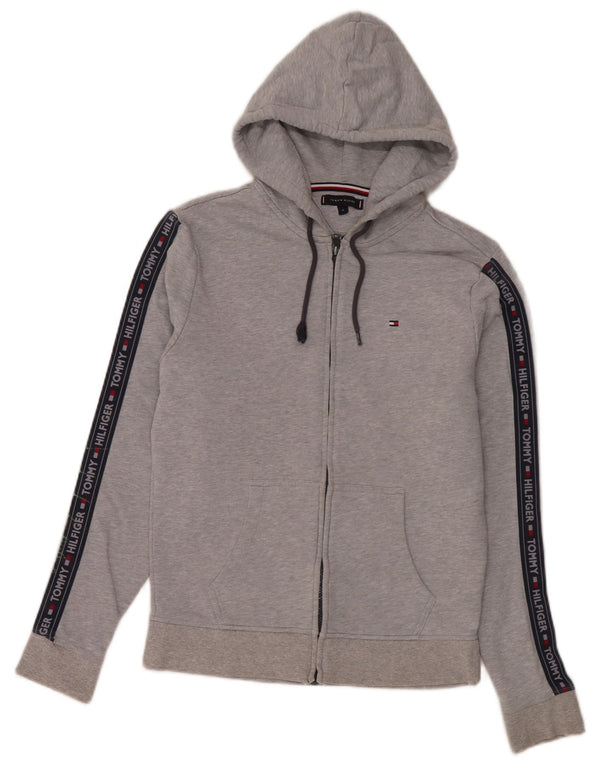 Męski sweter z kapturem i zamkiem błyskawicznym Tommy Hilfiger w kolorze średnioszarym