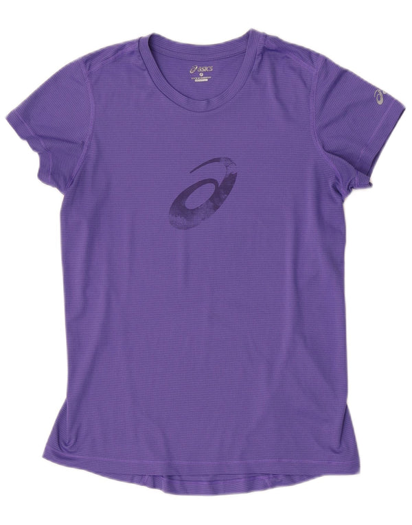 Damska koszulka graficzna Asics Top UK 10 w małe fioletowe prążki