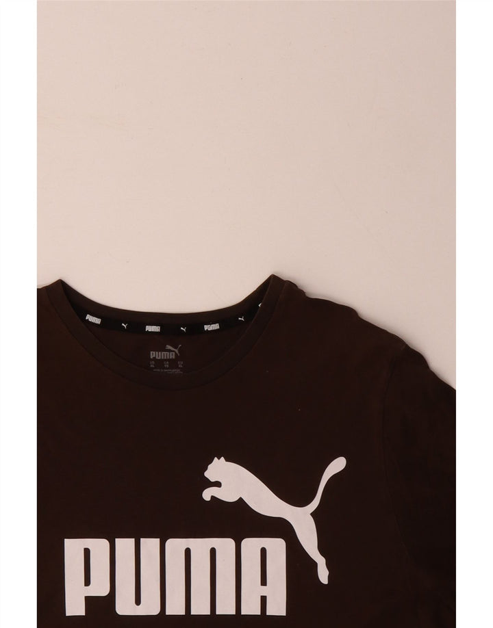 Męski T-shirt z grafiką PUMA, top XL, brązowa bawełna