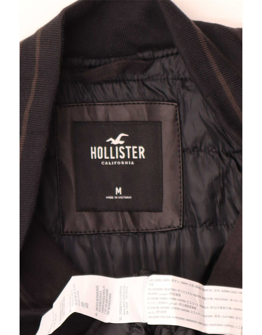 Męska kurtka Hollister Graphic Varsity UK 38, średni czarny poliester