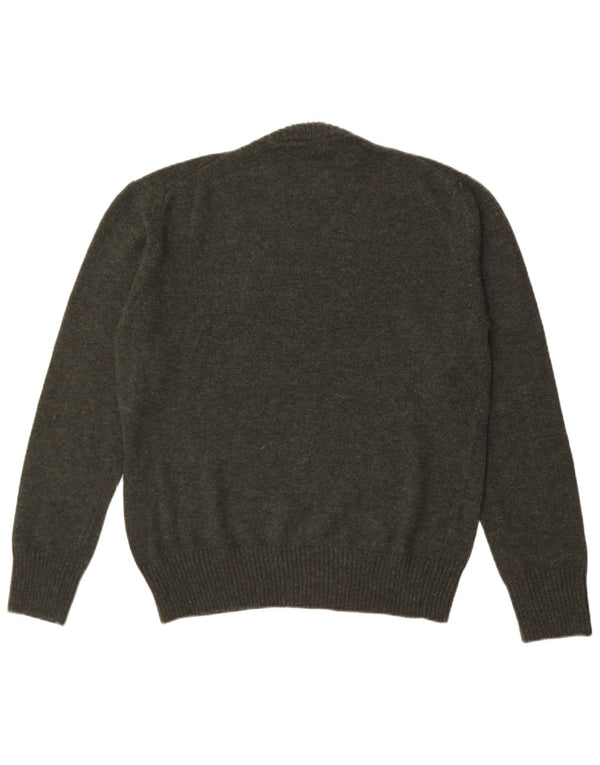 Męski sweter w stylu vintage z okrągłym dekoltem, średnia wełna khaki