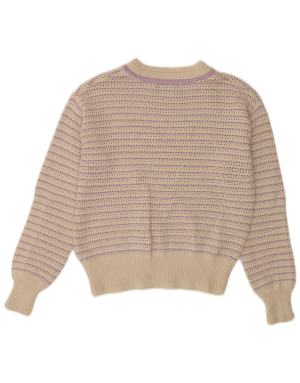 Marks & Spencer Damski sweter z dekoltem w łódkę UK 6 XS w beżowe paski