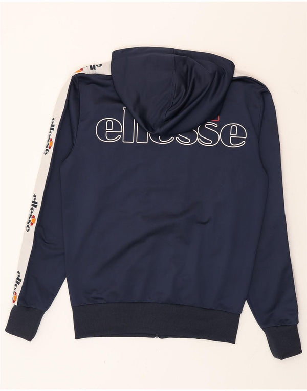 Ellesse Mens Graphic Zip Hoodie Sweater Medium Navy Blue Colourblock