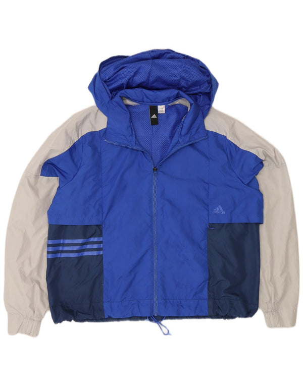Damska kurtka przeciwdeszczowa Adidas z kapturem, oversize, UK 18 XL, kolor niebieski