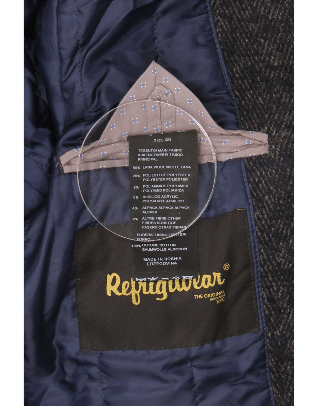 Płaszcz męski Refrigiwear IT 46 Small Grey Wełna