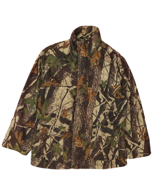 Męska kurtka użytkowa w stylu vintage, UK 42 XL, kamuflaż khaki, poliester