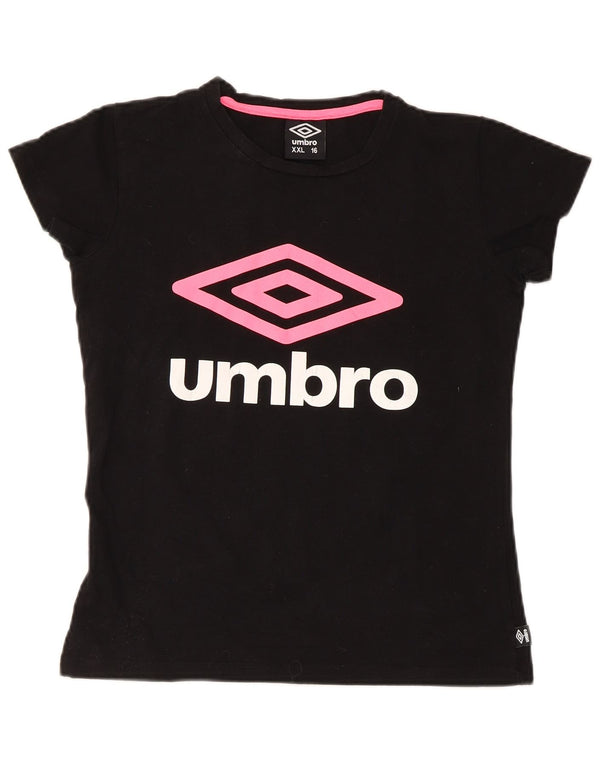 Dziewczęca koszulka z grafiką Umbro, 15-16 lat, 2XL, czarna bawełna