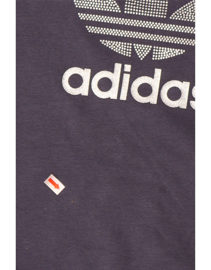Bluza dziewczęca ADIDAS z grafiką, 11-12 lat, granatowa, bawełniana
