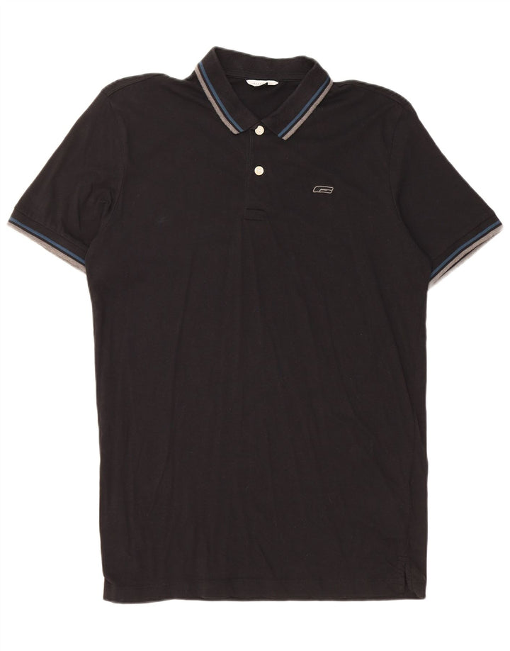 Męska koszulka polo JACK & JONES, duża, czarna, bawełniana