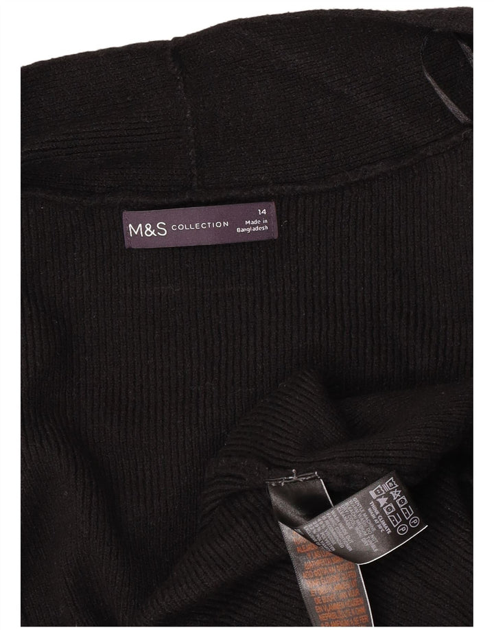 Marks & Spencer Damski długi sweter rozpinany UK 14, duży, czarny