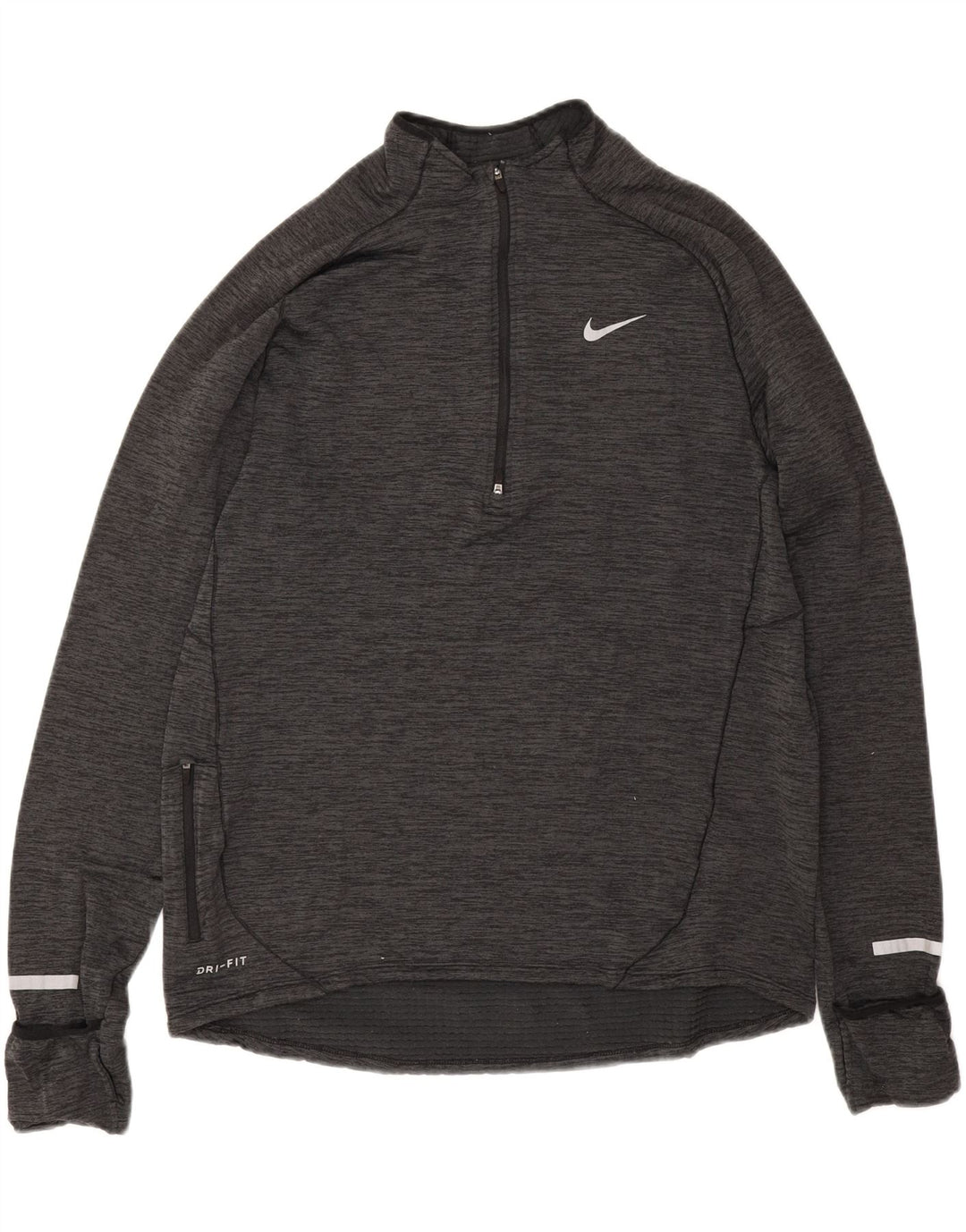 Męska koszulka Nike Dri Fit z zamkiem błyskawicznym i długim rękawem, duża, szara, nakrapiana