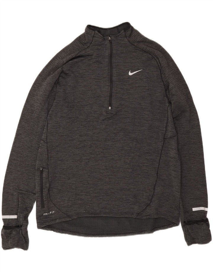 Męska koszulka Nike Dri Fit z zamkiem błyskawicznym i długim rękawem, duża, szara, nakrapiana