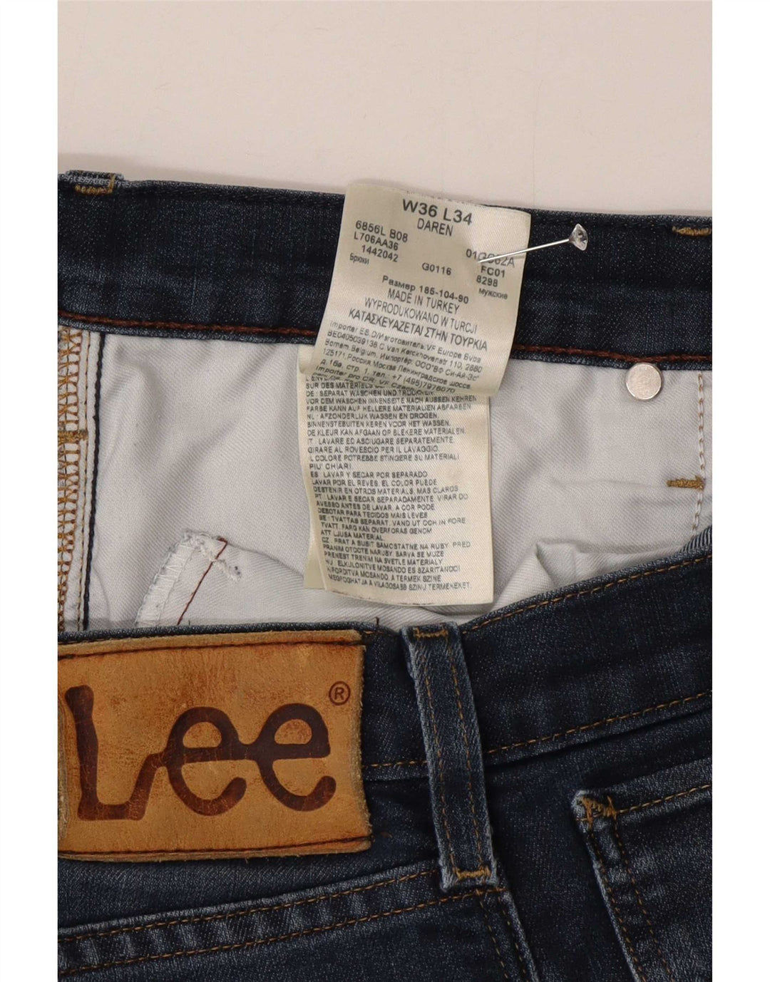 Męskie jeansy Lee Daren Straight W36 L34, niebieskie, bawełniane