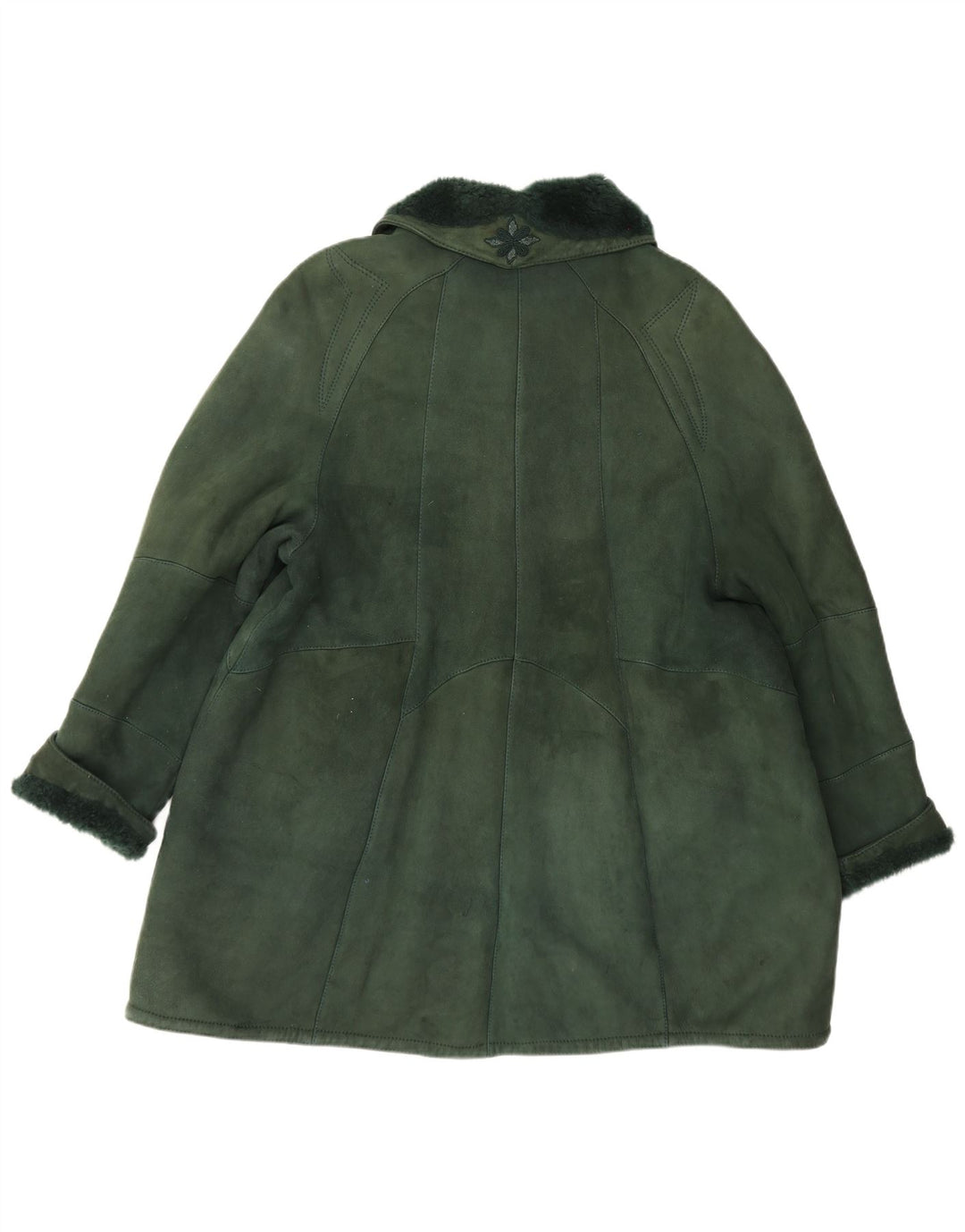 Shearling damski płaszcz oversize IT 44 średni zielony