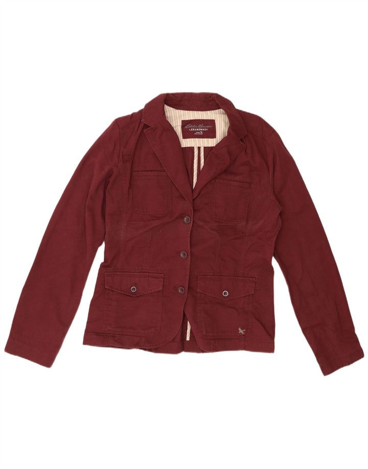 EDDIE BAUER Damska marynarka zapinana na 3 guziki US 8, średnia bordowa bawełna