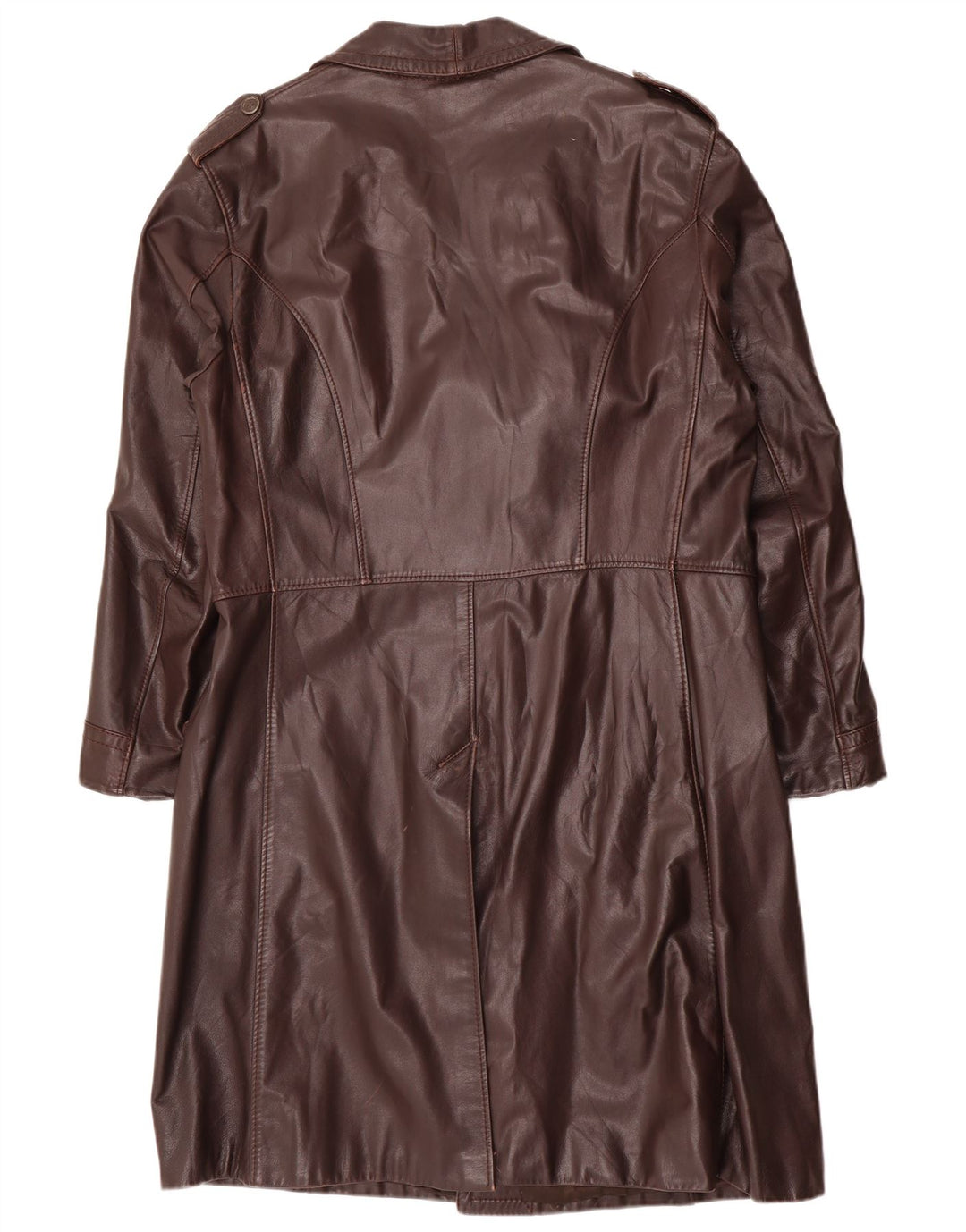 Vintage męski wojskowy skórzany dwurzędowy płaszcz UK 36 Small Brown