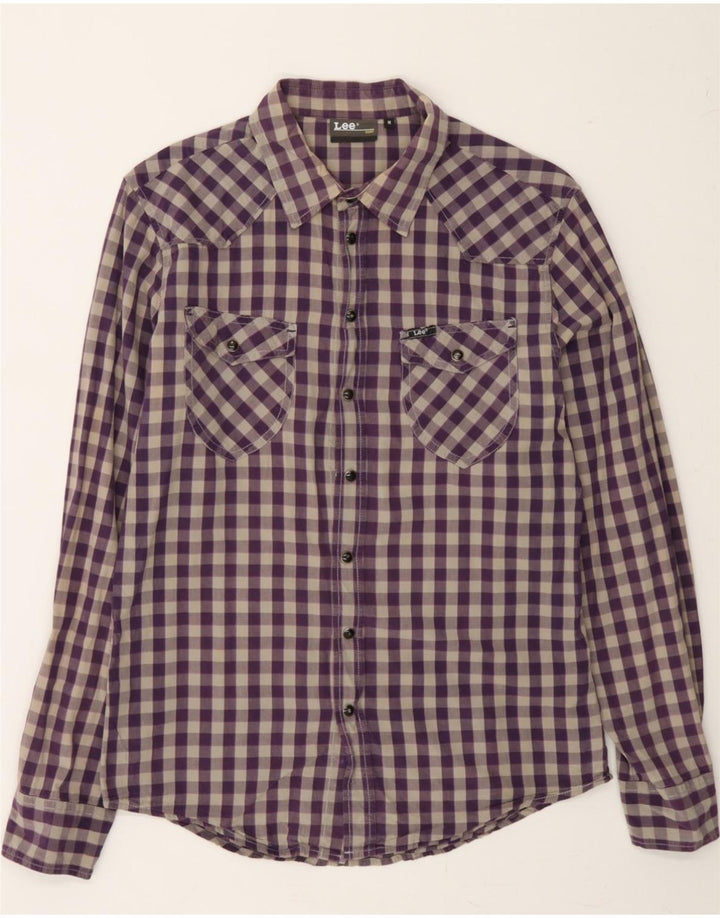 LEE Mens Shirt Medium Purple Gingham Cotton Vintage Lee and Second-Hand Lee from Messina Hembry 