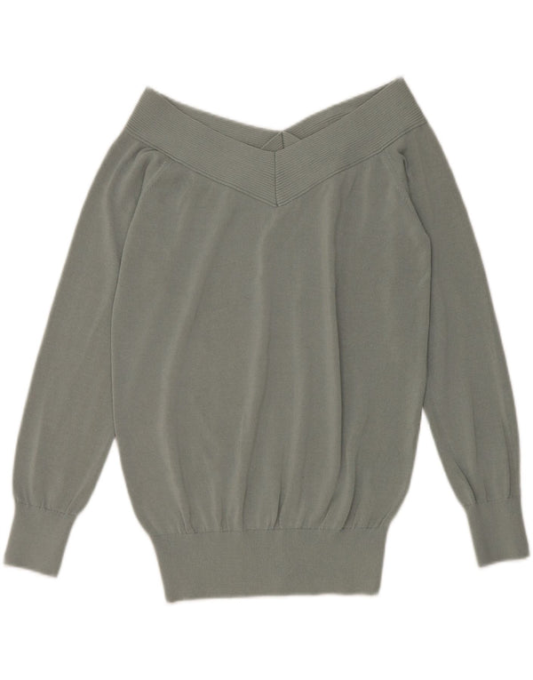 Damski sweter z odkrytymi ramionami Reiss UK 14 Średni zielony wiskoza
