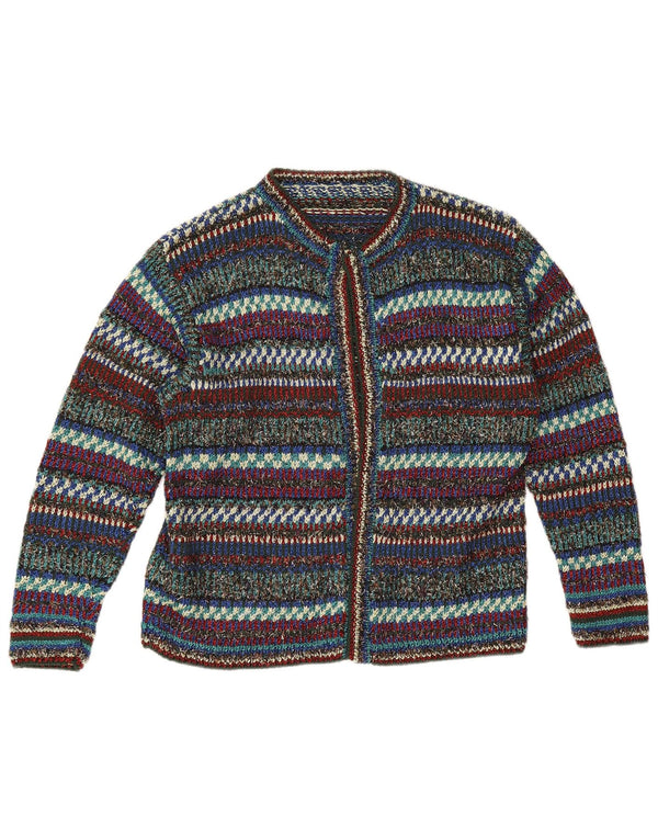 Vintage damski sweter rozpinany UK 12 w średnie, wielokolorowe paski