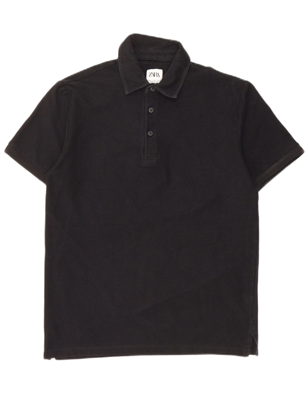 Męska koszulka polo Zara, mała, czarna, bawełniana