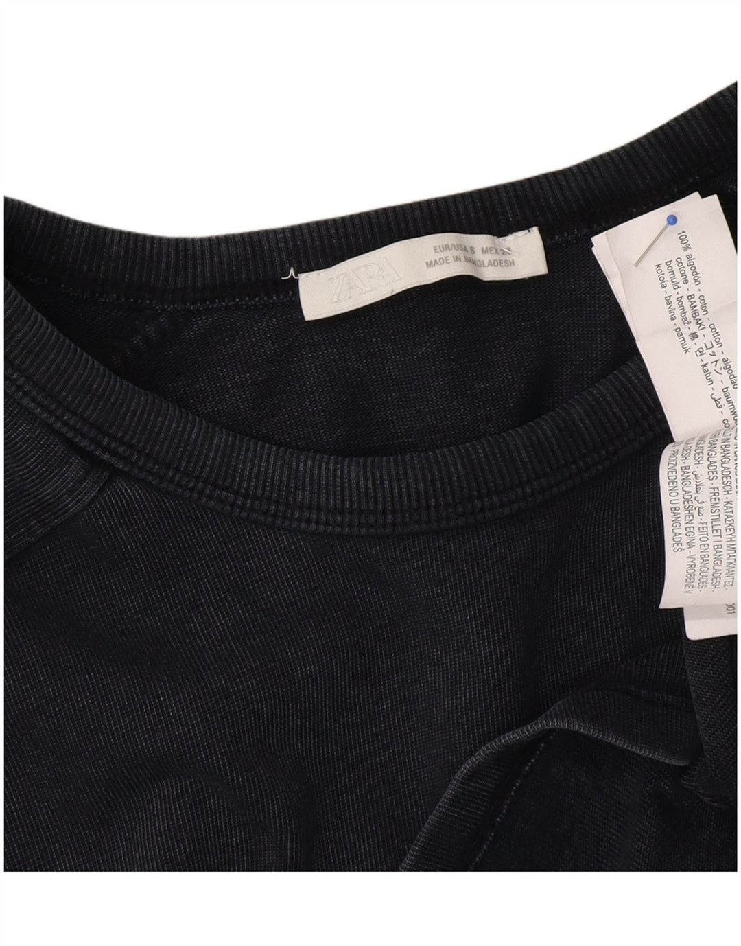 ZARA Womens Oversized T-Shirt Top UK 10 Small Black Cotton