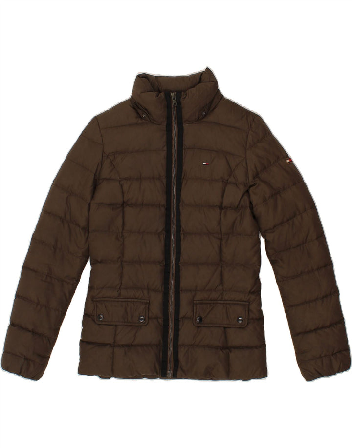 TOMMY HILFIGER Womens Loose Fit Padded Jacket UK 6 XS Brown Polyester Vintage Tommy Hilfiger and Second-Hand Tommy Hilfiger from Messina Hembry 