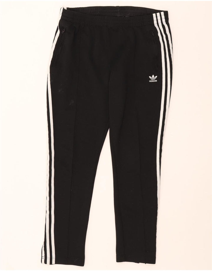 Męskie spodnie dresowe ADIDAS UK 14, duże, czarne, poliestrowe