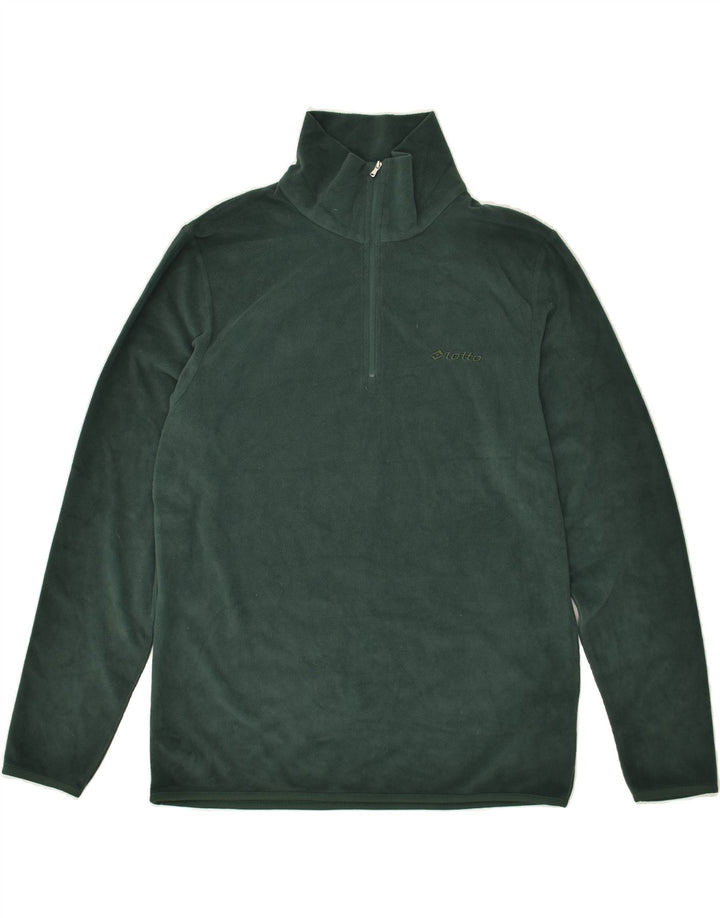 LOTTO Mens Zip Neck Fleece Jumper UK 40/42 Medium Green Polyester Vintage Lotto and Second-Hand Lotto from Messina Hembry 