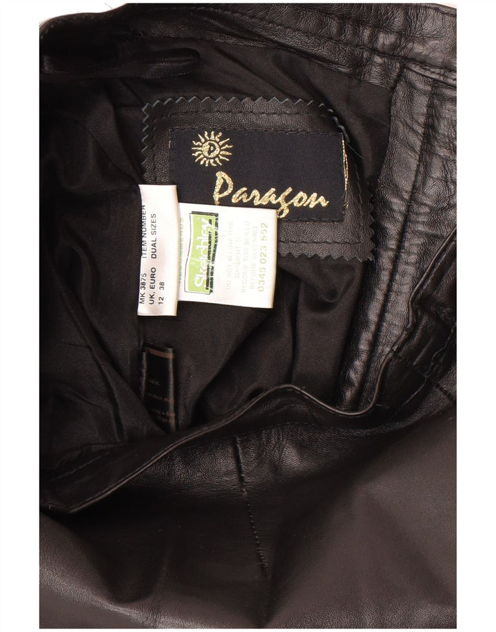 PARAGON Womens Bootcut Leather Trousers UK 12 Medium W28 L32 Black Leather