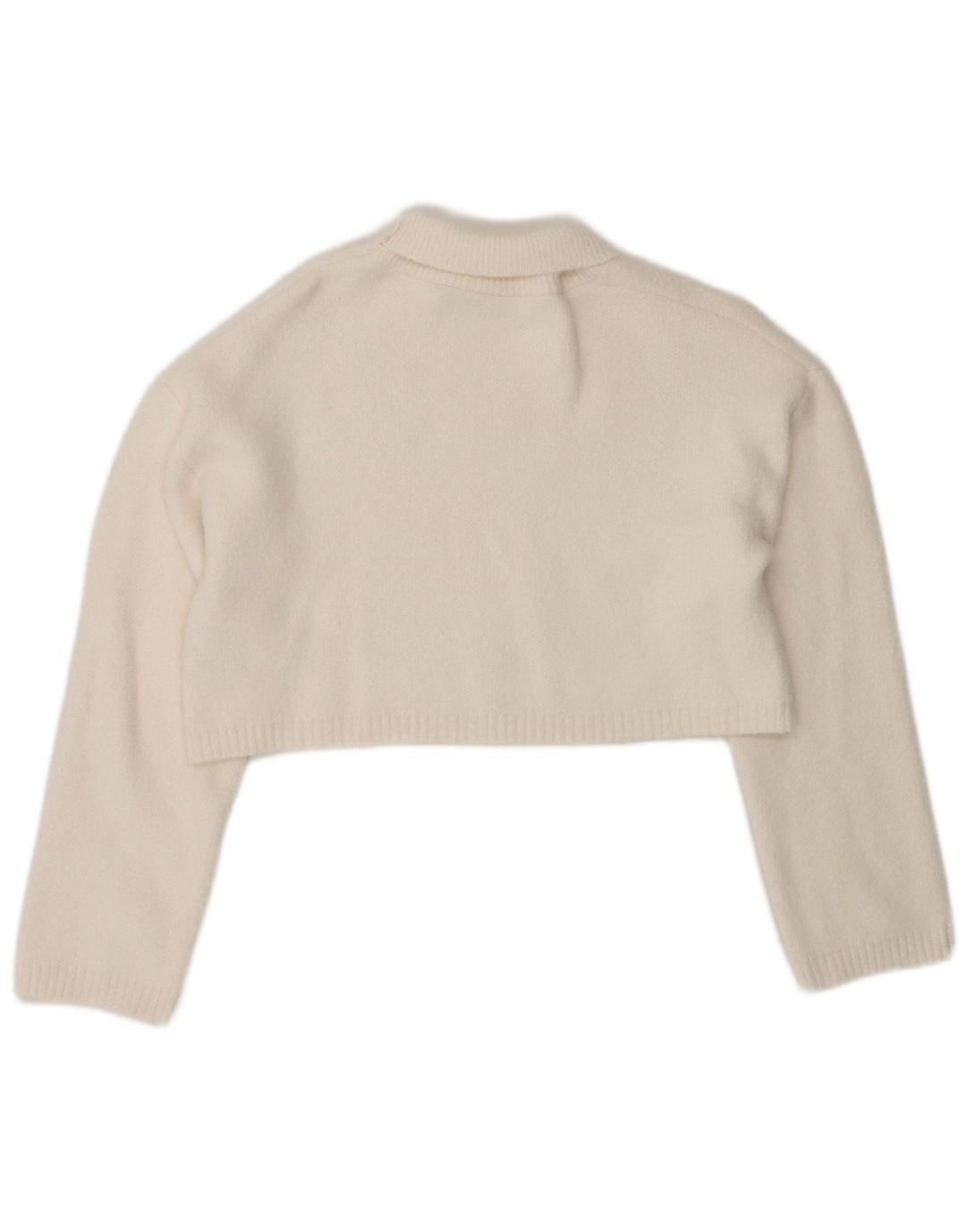 Damski sweter Zara Crop Oversize z golfem UK 10 Small White