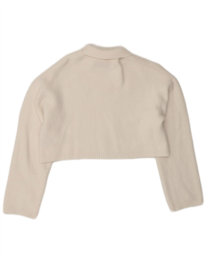 Damski sweter Zara Crop Oversize z golfem UK 10 Small White