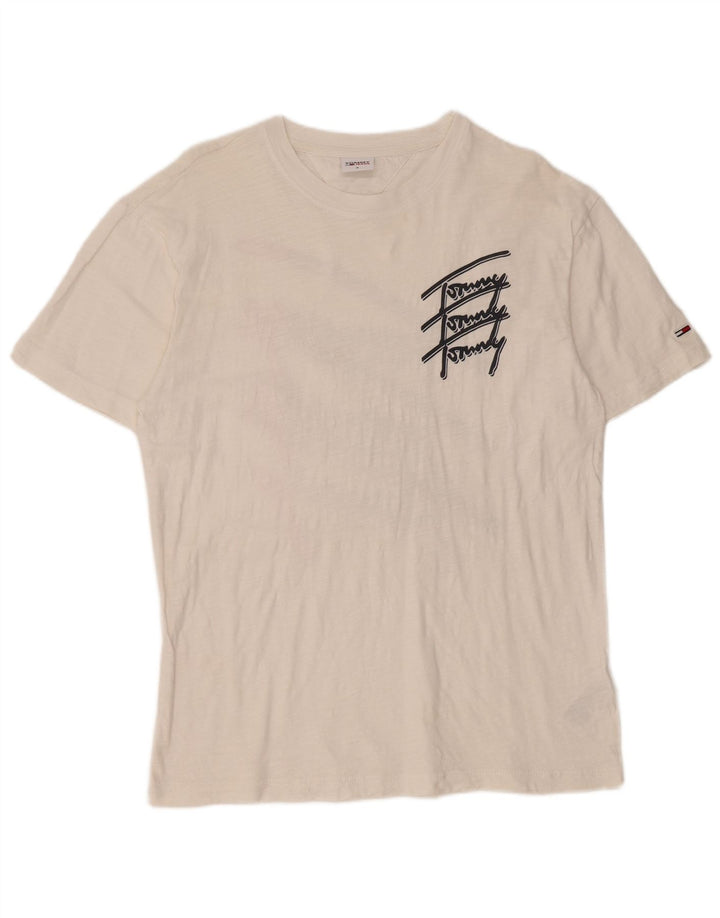 Męska koszulka z grafiką Tommy Hilfiger, średnia, biała bawełna