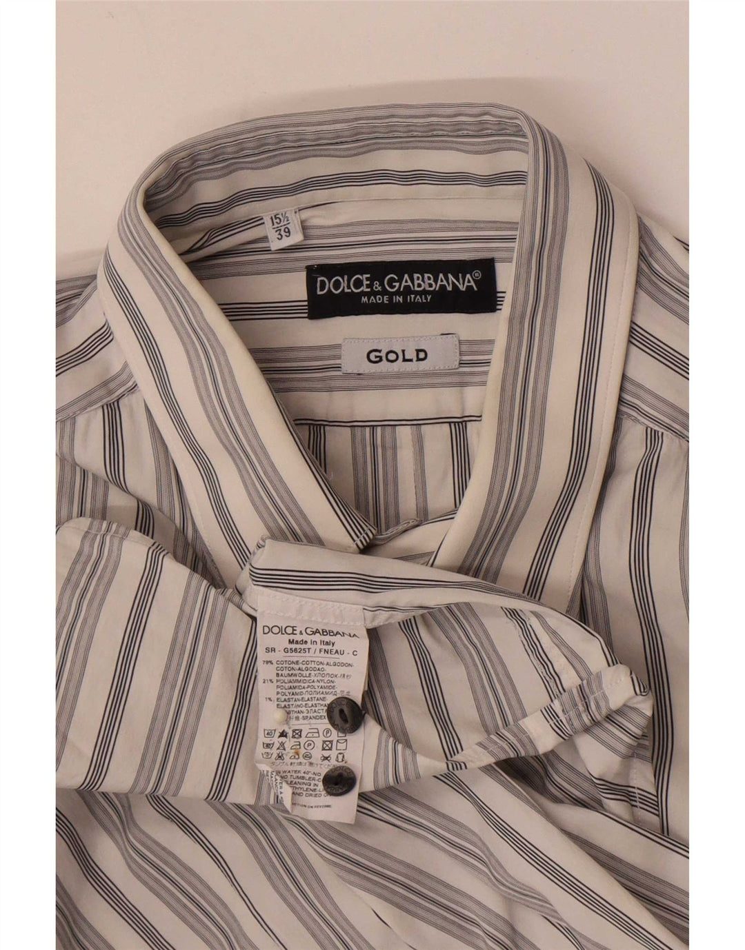 Koszula męska Dolce & Gabbana rozmiar 39 15 1/2 Średnio biała bawełniana w paski