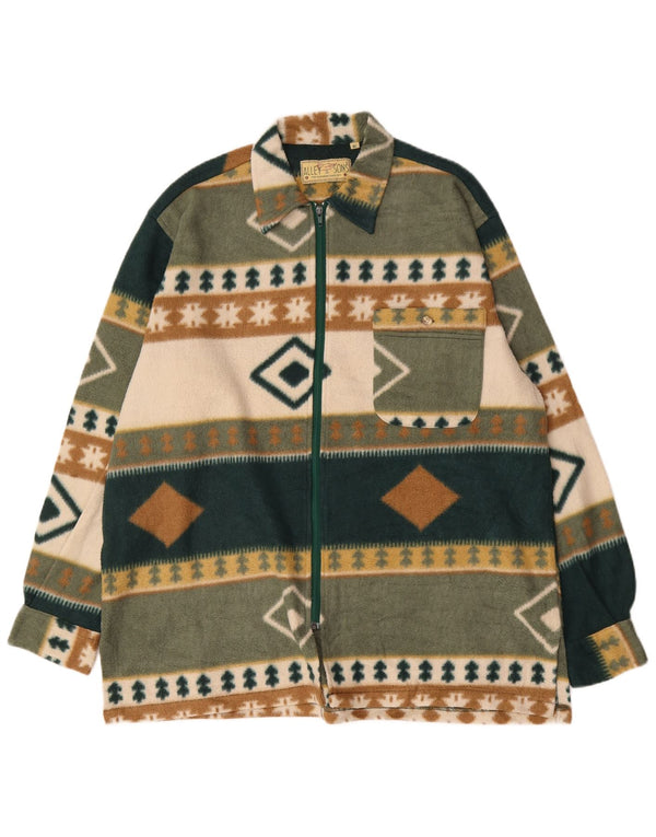 Męska kurtka polarowa Alley & Sons UK 42 XL, zielona, geometryczna
