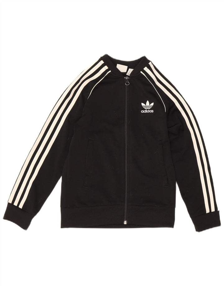 Adidas Chłopięca Dresowa Kurtka Top 7-8 Lat Czarny Poliester