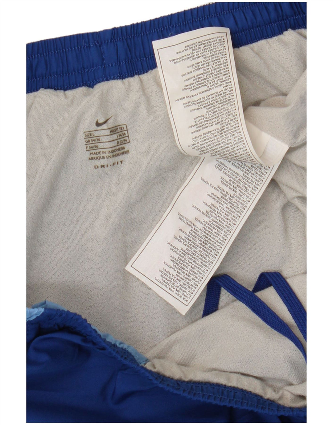 Męskie spodenki sportowe NIKE Dri Fit, duże, niebieskie, poliestrowe bloki kolorów