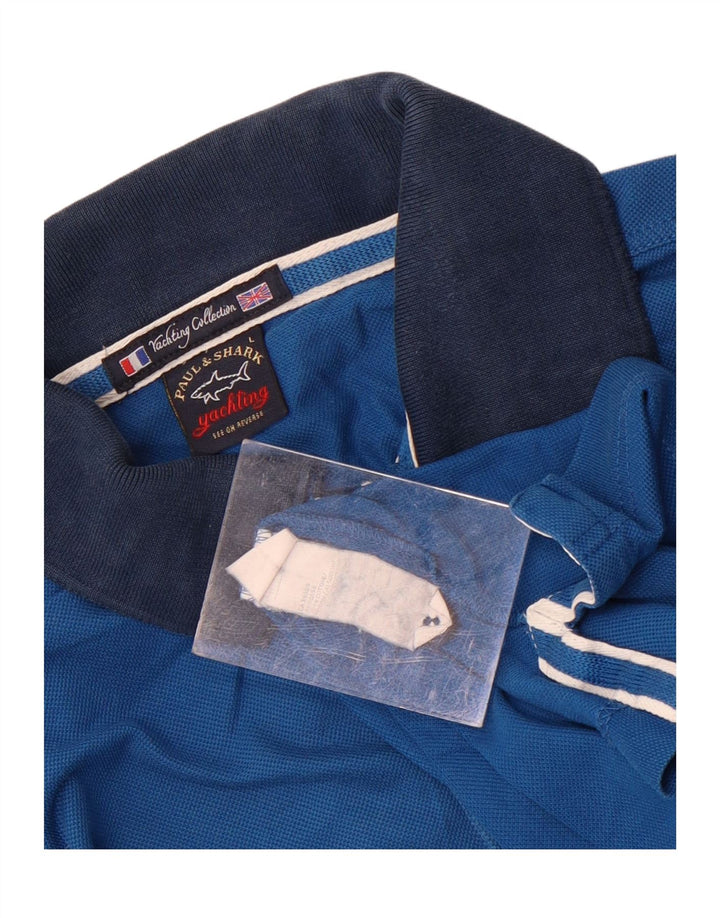 Męska koszulka polo Paul & Shark, duża, niebieska, bawełniana w bloki kolorów