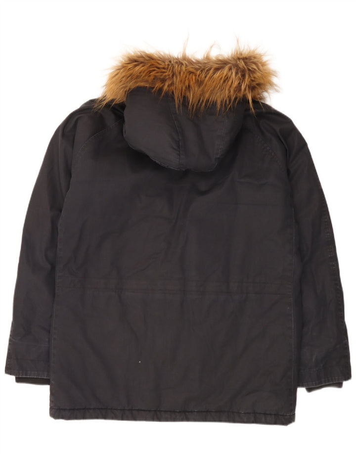 Męska kurtka parka z kapturem Woolrich UK 40, duża, granatowa, bawełniana