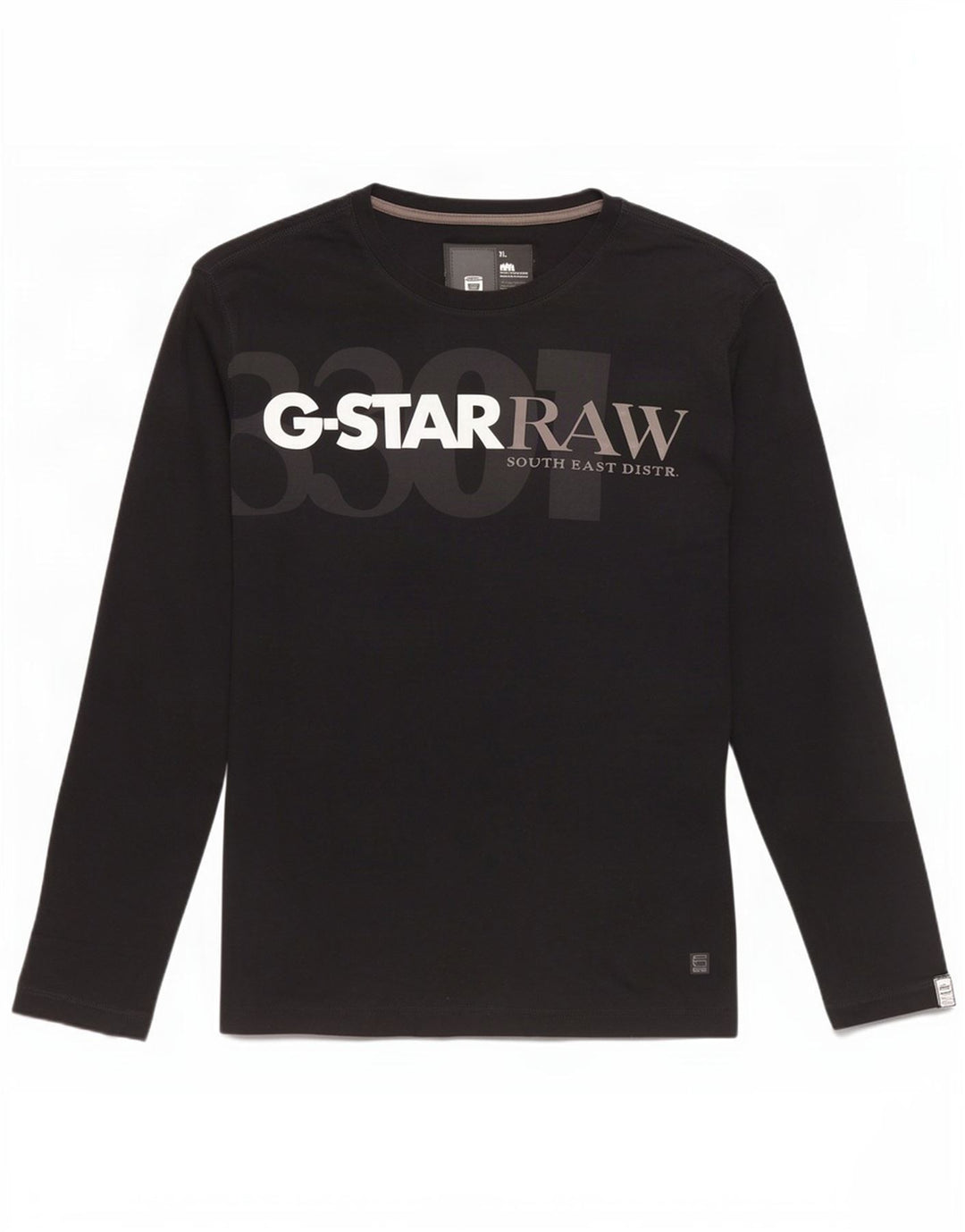Męski graficzny top G-Star z długim rękawem XL, czarny