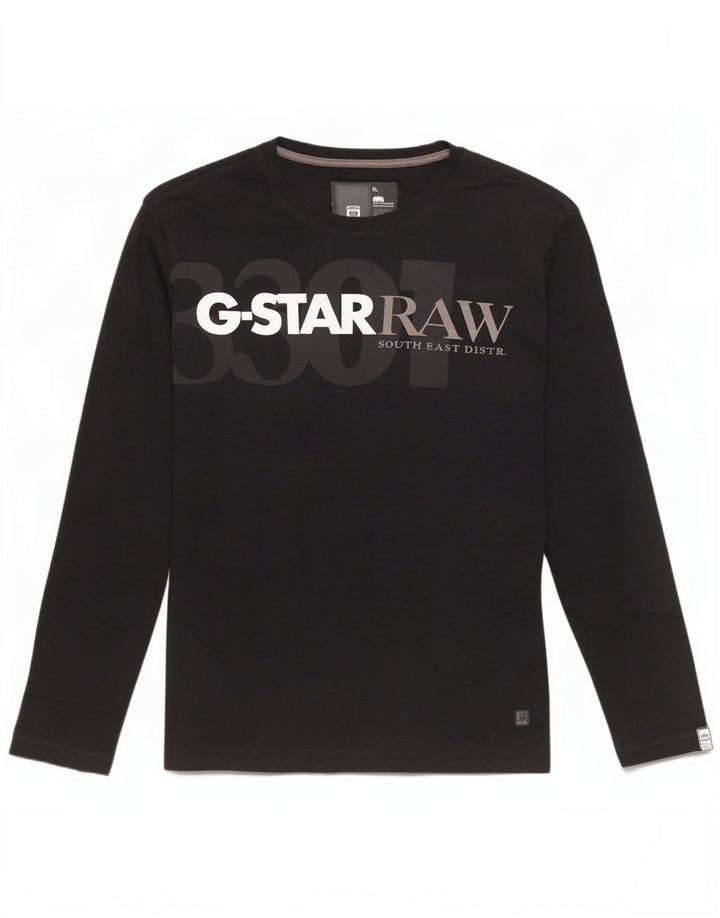 Męski graficzny top G-Star z długim rękawem XL, czarny