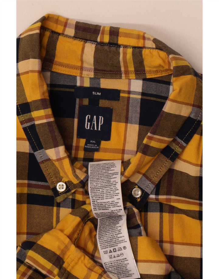 Męska koszula flanelowa Gap Slim 2XL, bawełniana w żółtą kratkę