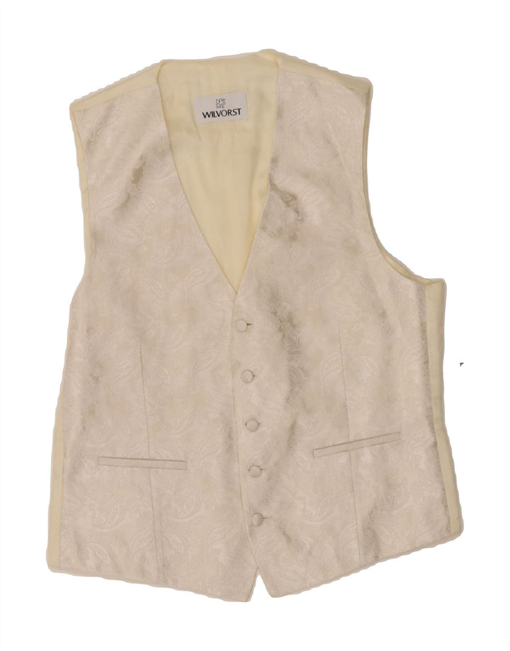 WILVORST Mens Waistcoat IT 48 Small Off White Paisley Viscose Vintage Wilvorst and Second-Hand Wilvorst from Messina Hembry 